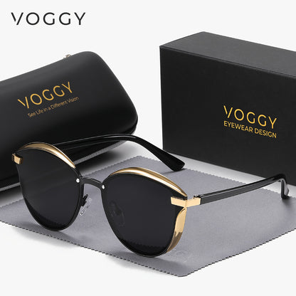 VOGGY Retro Butterfly Polarized Fashion Glasses for Men & Women - Metal Frame, Ideal for Driving, Hiking, Cycling, Fishing, Travel & Parties