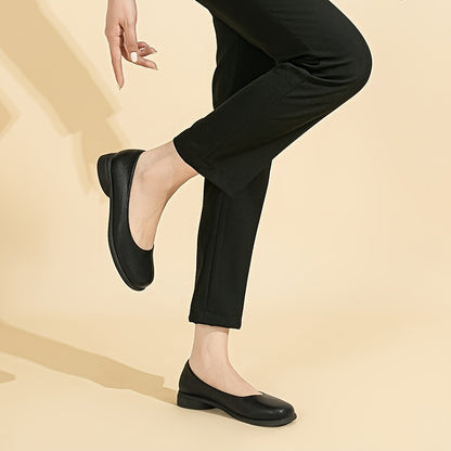 Womens Black Slip On Flat Shoes for Work