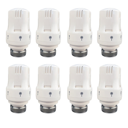 Thermostatic Radiator Heads: Set of 8 M30*1.5, Smart Temperature Control Valve, ABS Material, Energy-Efficient, Ideal for Home and Office Heating Systems