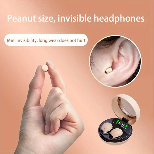 New Mini Invisible Wireless Headphones with Long Standby Time and Microphone, Suitable for Men and Women.