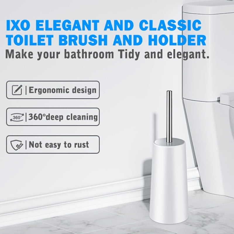 Upgrade your bathroom with the IXO Toilet Brush & Stand, a 2-pack set featuring a 304 stainless steel long shank. This sleek and durable toilet brush is designed for comfort and elegance in mind.