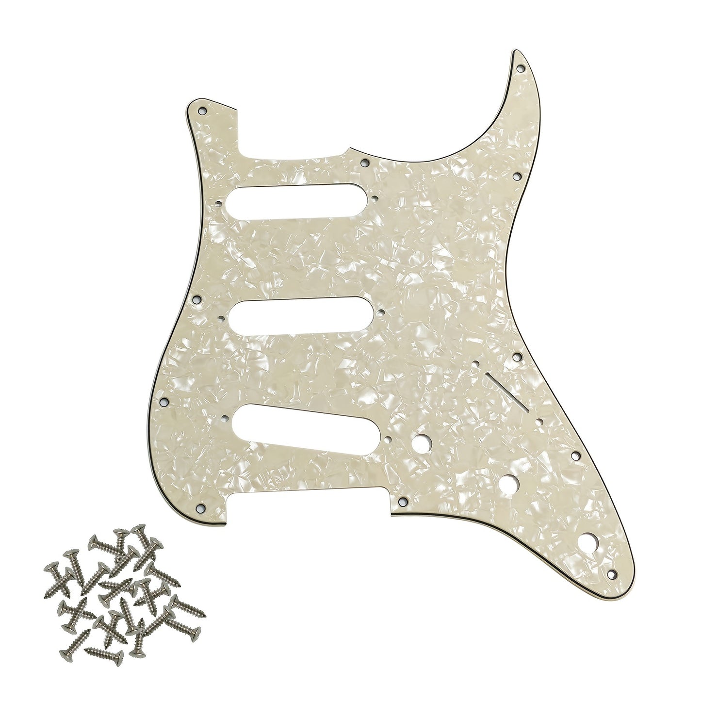 ST electric guitar single pickup guard with 11 holes, installation screws, and aluminum foil shielding. Fits standard FD ST style guitars, available in multiple colors.