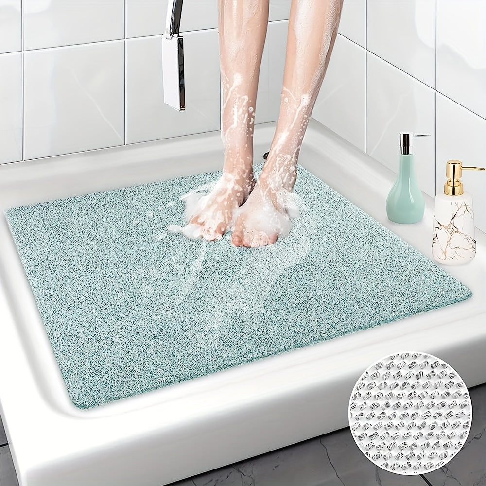 Non-slip bathroom mat with foaming loofah base, waterproof, 53.34*53.34cm.