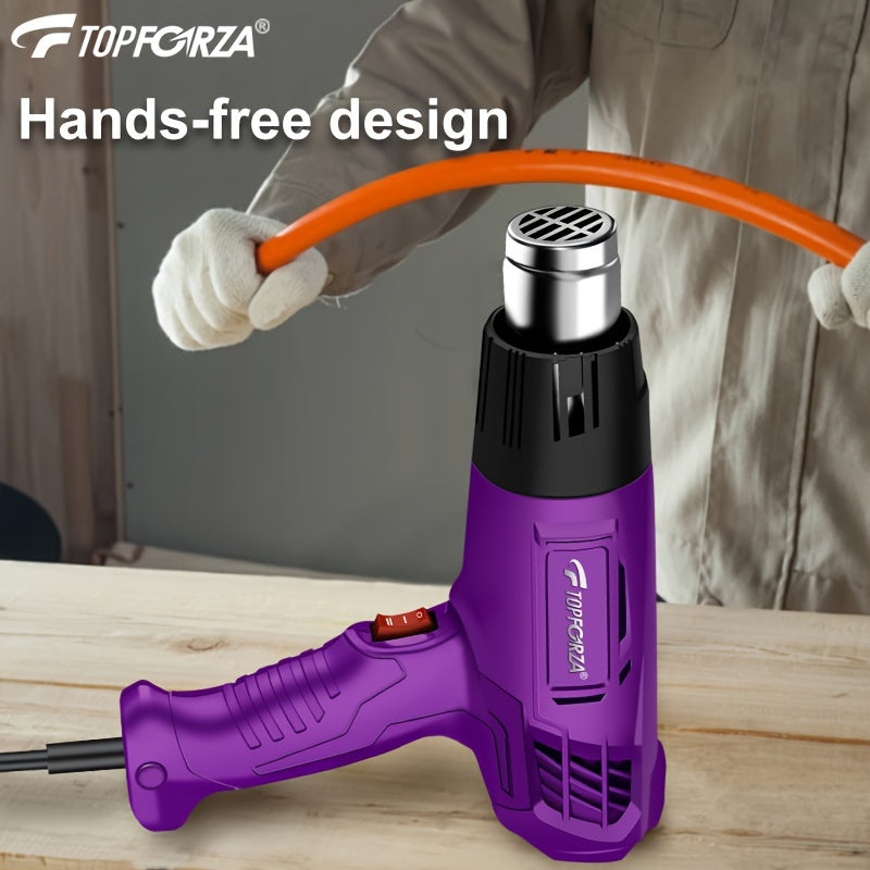 1200W heat gun with dual temperature settings and overload protection. Includes 4 nozzles for crafts, shrinking PVC, and stripping paint.