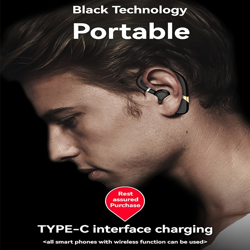 Wireless smart headset with microphone and noise cancellation for calls, push button call control, Type-C charging, semi-open-back earcups. Compatible with cellphones, best suited for