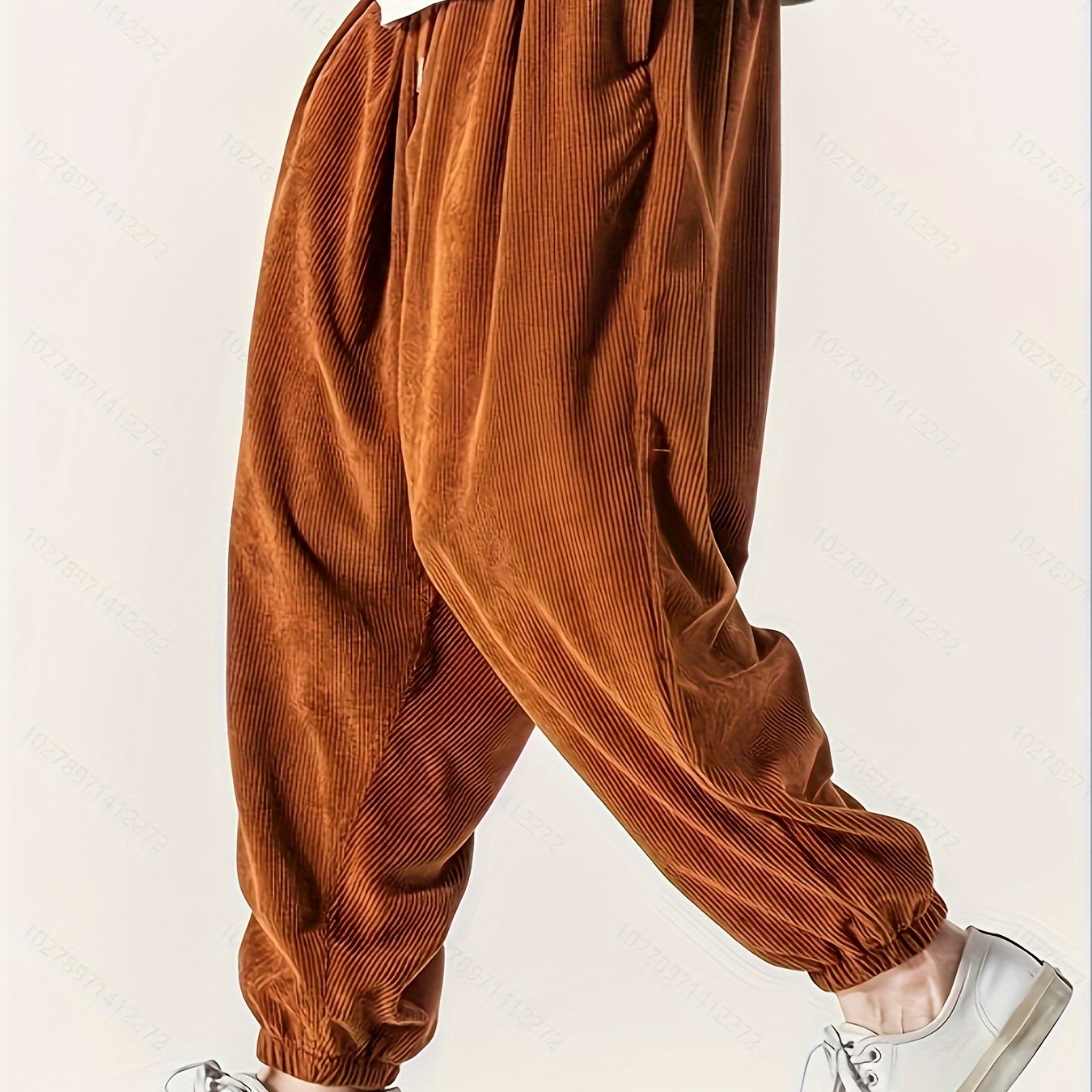 Men's wide leg corduroy pants with drawstring, chic and comfy for spring and fall.