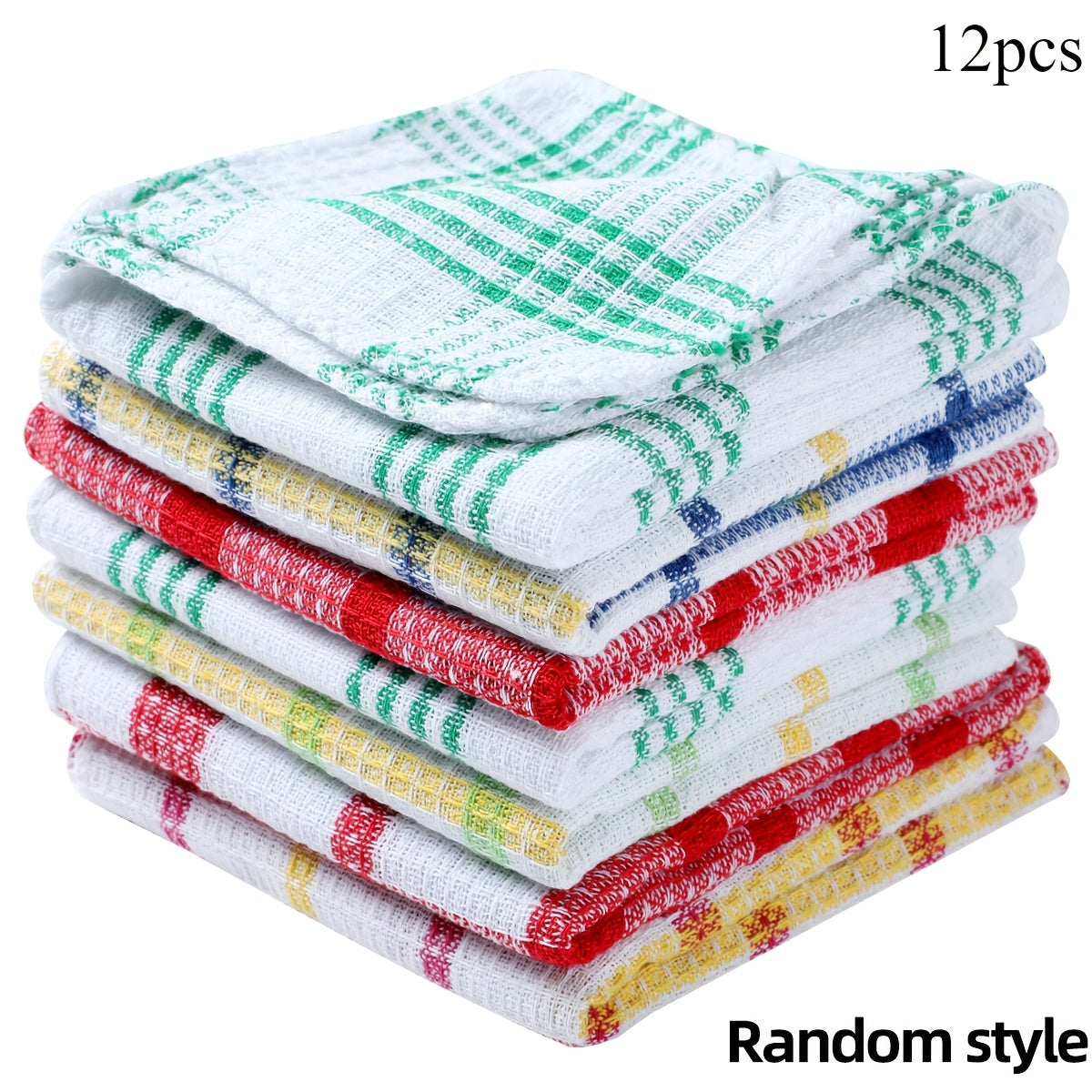 5-pack waffle weave kitchen towels for quick-drying hands and dishes, with rustic space-themed design