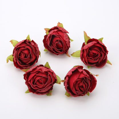 10 pieces of silk tea buds roses for DIY wedding bouquets and Christmas decorations.