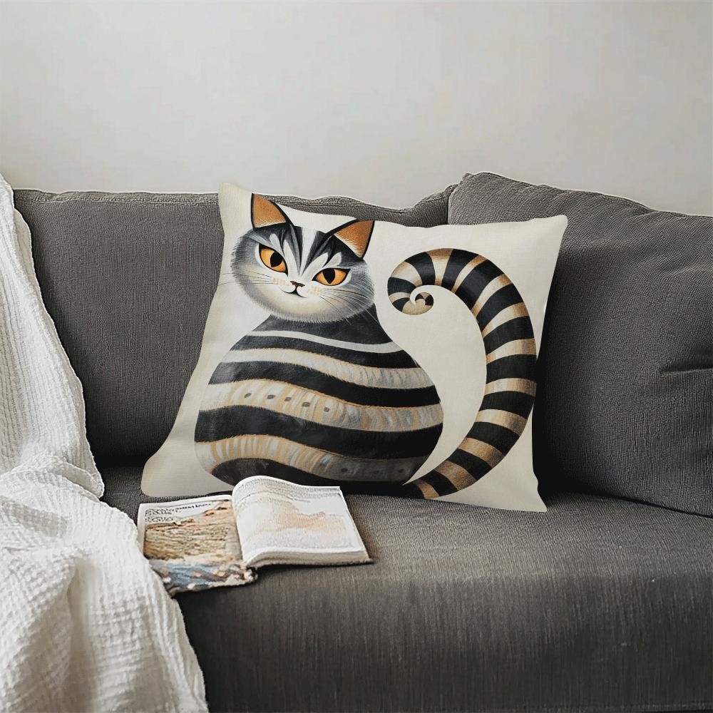 Add a touch of charm to your living room or bedroom sofa with this adorable Cat-Themed Decorative Cushion Cover, measuring 45.01cm. Made from machine washable polyester, this cover is perfect for cat lovers looking to add a cute and funny touch to their