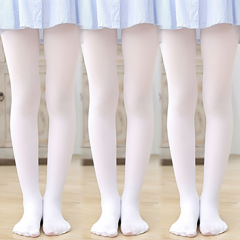 Girls' Velvet Soft Tights in White/Black/Nude, perfect for dance and casual wear. Hand wash only. Glossy finish, Nylon Spandex Blend.