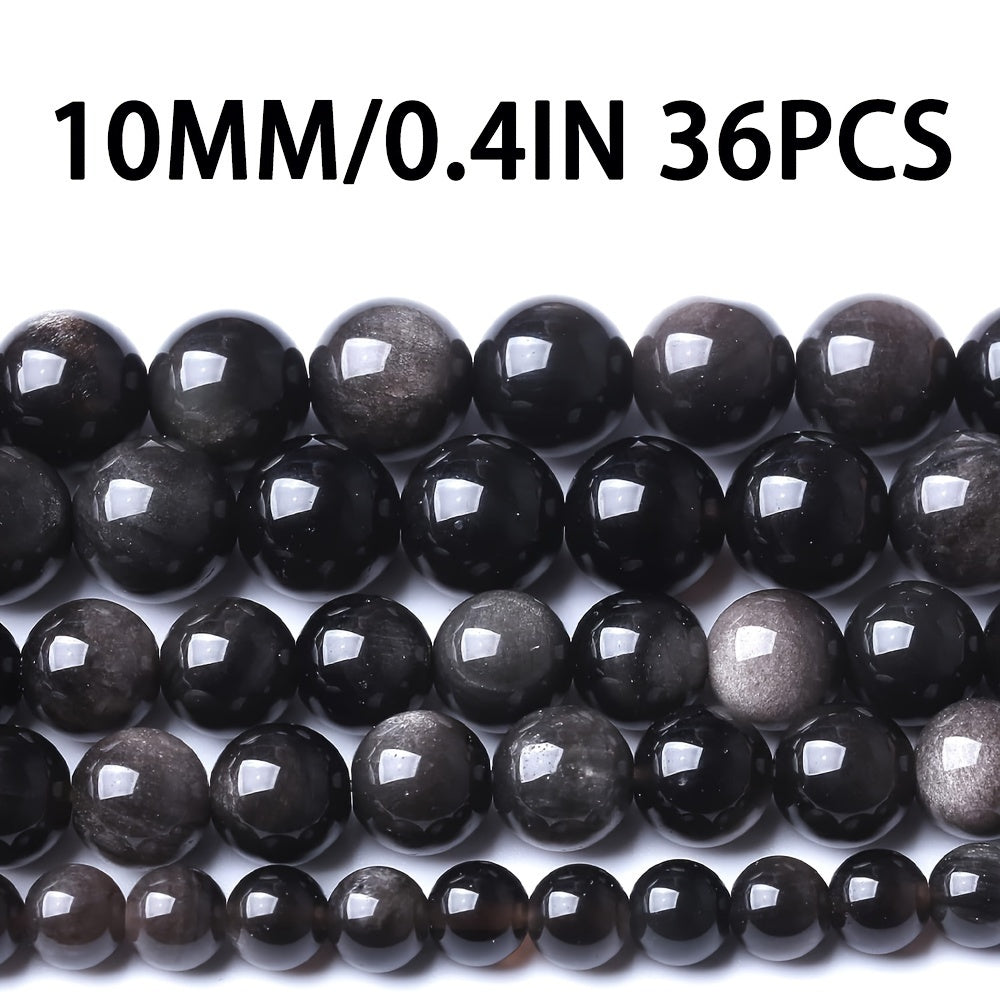 Golden Obsidian Loose Beads Set - 46 pieces of 8mm natural stone beads for DIY jewelry making, perfect for bracelets, necklaces, earrings. Create healing crystal jewelry with these beautiful accessories. Ideal for stringing beads and creating unique