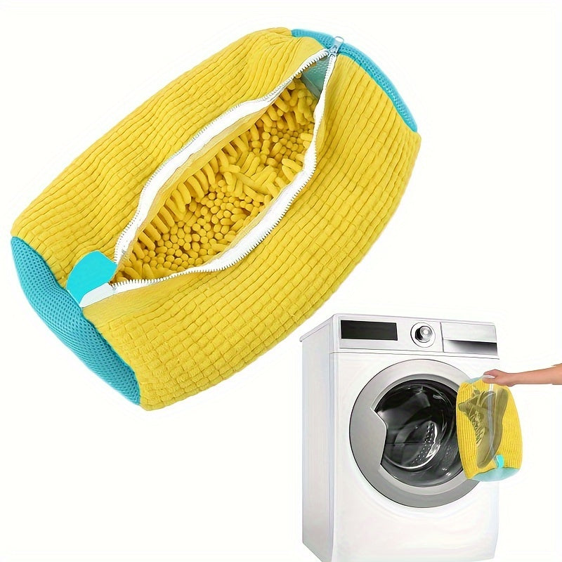 Durable Polyester Shoe Wash Bag with Zipper - Oval-Shaped Laundry Protector for Shoes, Designed for High-Efficiency Cleaning