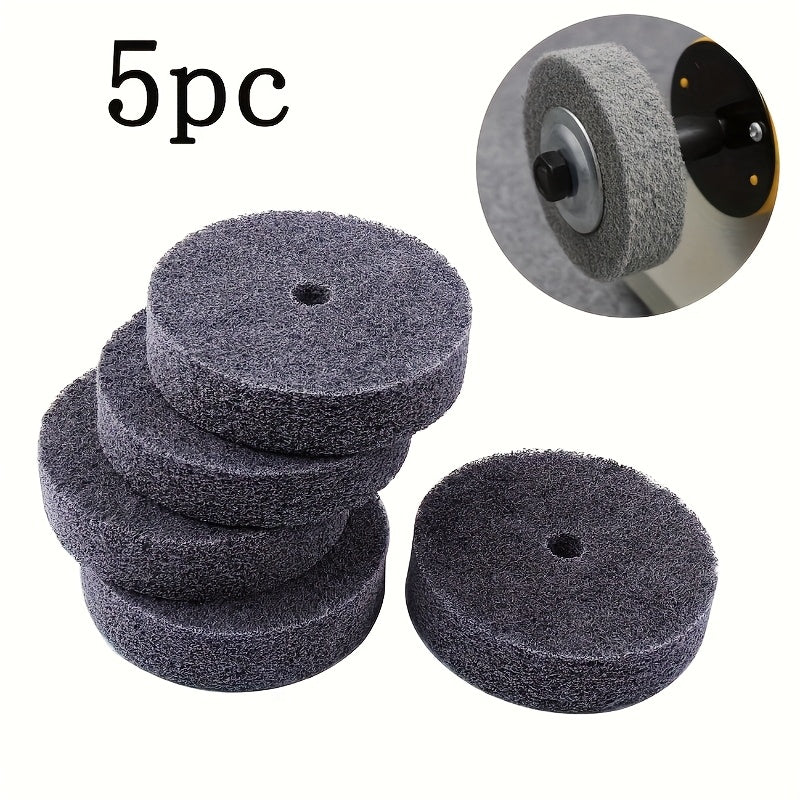 5 pieces of 3" Fiberglass Buffing Wheels with 3/8" Arbor Hole, Emery Grit Material, compatible with Angle Grinder Bench Buffers and Grinders