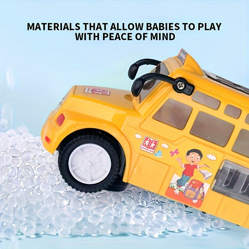 All-Wheel Drive Simulation Bus and Car Toy with Music and Lights, Electric School Bus, Perfect Gift for Boys and Girls