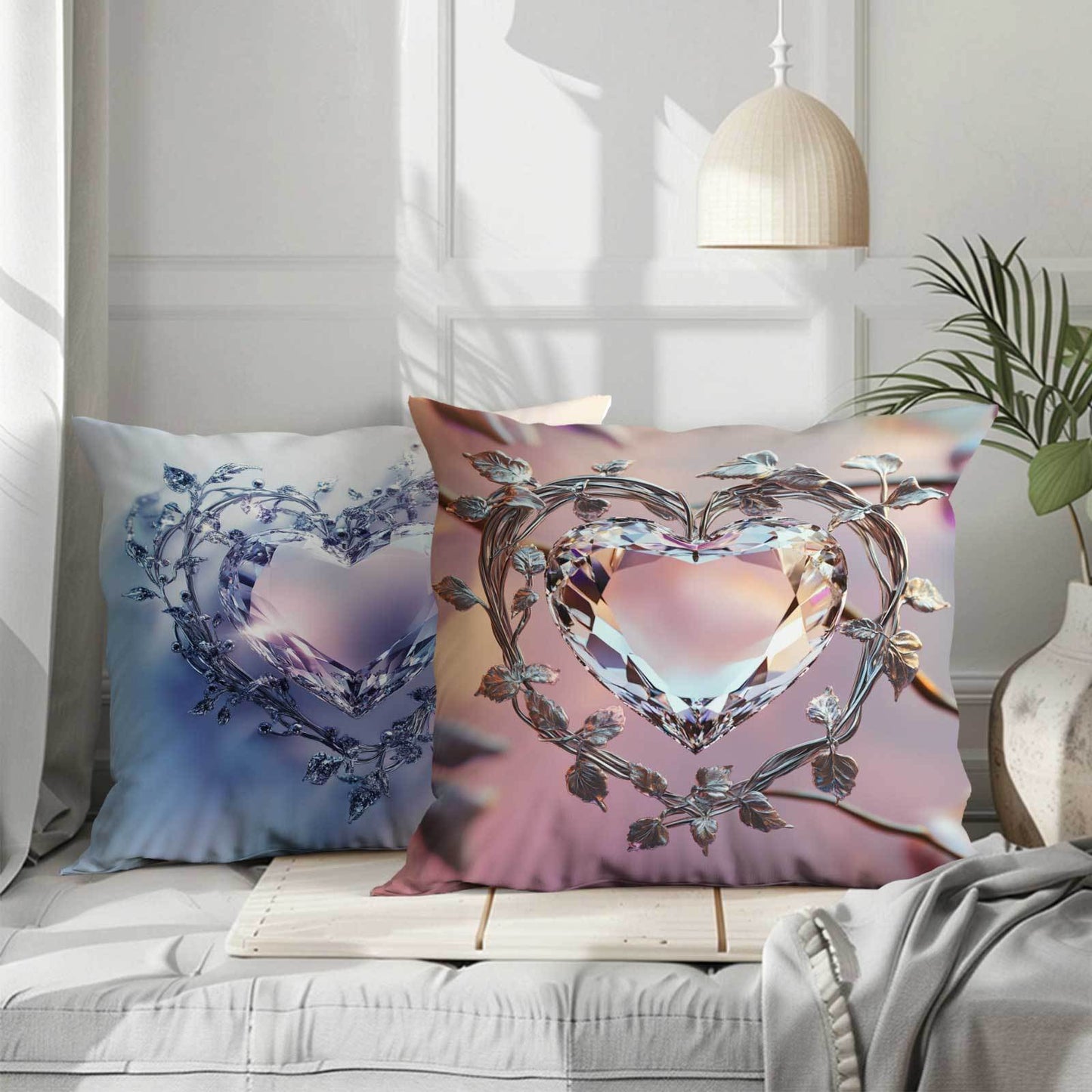 Four-piece set of Ice Crystal Love Four-leaf Clover pillowcases, coreless and comfortable. Perfect for use in the office, bedroom, balcony, car, sofa, or courtyard.