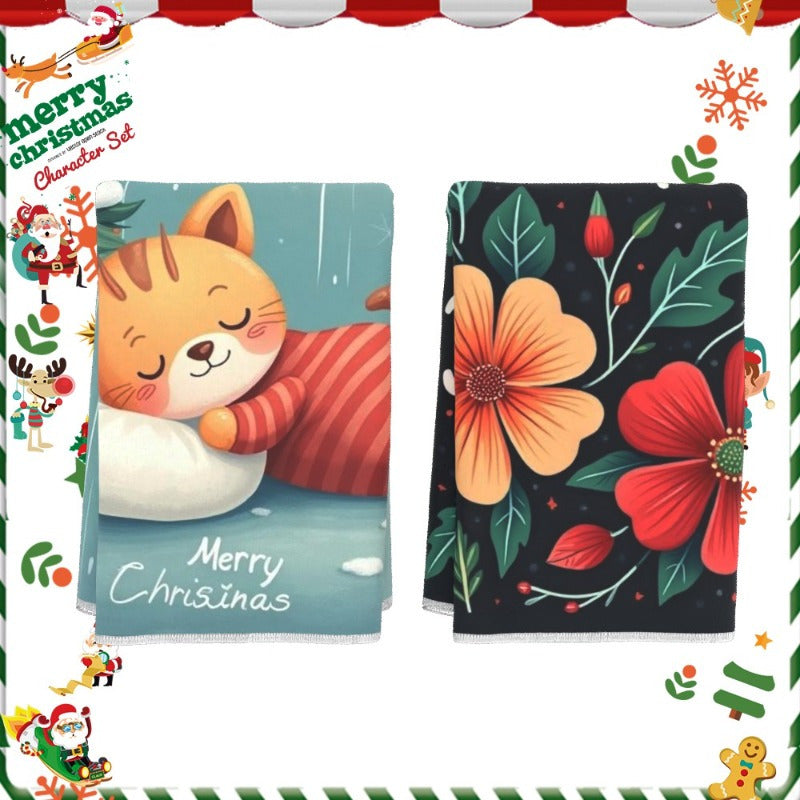 Set of two 18x66.04 cm Christmas-themed kitchen towels. Perfect for adding a festive touch to your kitchen during the wintertime. Soft and cozy, these towels make a great gift or decoration for the holiday season. LTRYV