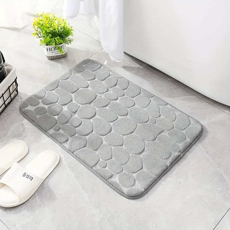 High-quality Cobblestone Memory Foam Bath Mat for a luxurious bathroom experience - Non-Slip, Quick-Dry, and Easy to Clean. Ideal for elegant bathroom decor and as a rug.