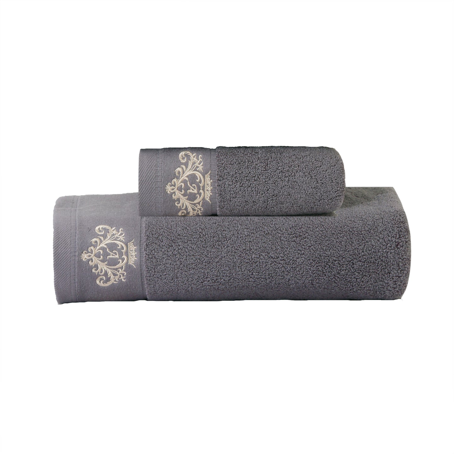 Crown Pattern Cotton Towel Set - Soft, Absorbent, Durable - Ideal for Family Use - Includes Hand and Bath Towels - 34.8x74.93cm and 70.1x139.7cm - Bathroom Accessories