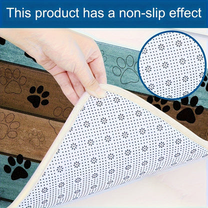 1-piece Dog Paw Print Area Pattern Entryway Mat, Fast-absorbing Quick Dry Bath Mat, Machine Washable Rug, Entryway Rug, Bath Mat, Dining Establishment, Family Room, Workplace, Home, Ornamental Rug, Ideal for Christmas