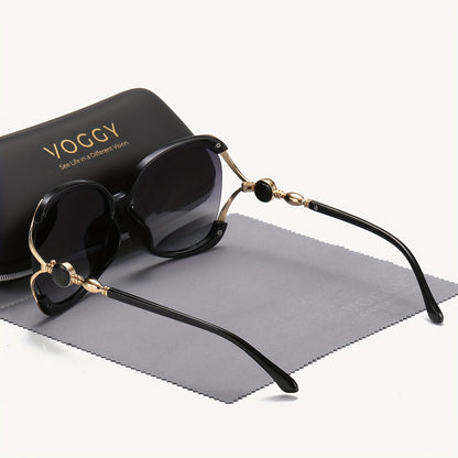 VOGGY Retro Polarized Fashion Glasses - Stylish Protection in Black Frame with Golden Accents for Men & Women, Ideal for Driving, Fishing, Cycling, and Outdoor Activities