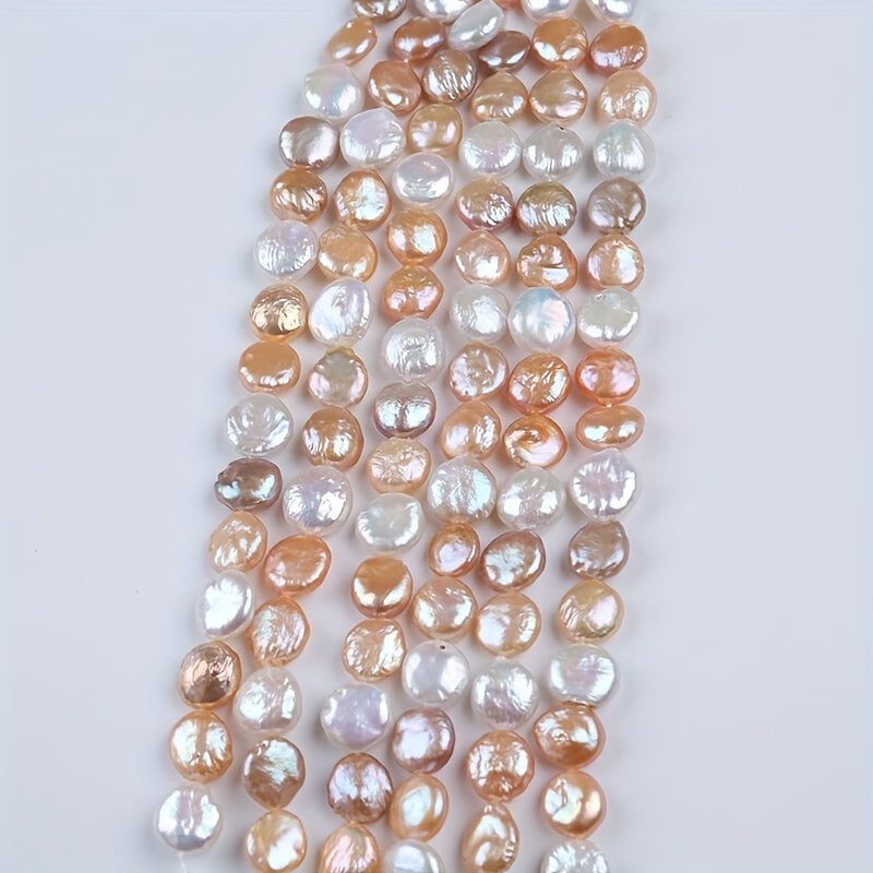 [Customer Favorite] Coin-shaped Freshwater Pearl Beads, 11-12mm Diameter, 20cm Strand in Mixed Colors