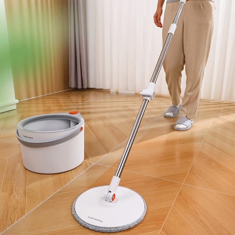 Experience the convenience of the JOYBOS Spin Mop and Bucket System, featuring a long handle for hands-free wash, dust removal, and both dry and wet use on home, kitchen, and bathroom floors. Made from durable plastic material, this system requires no