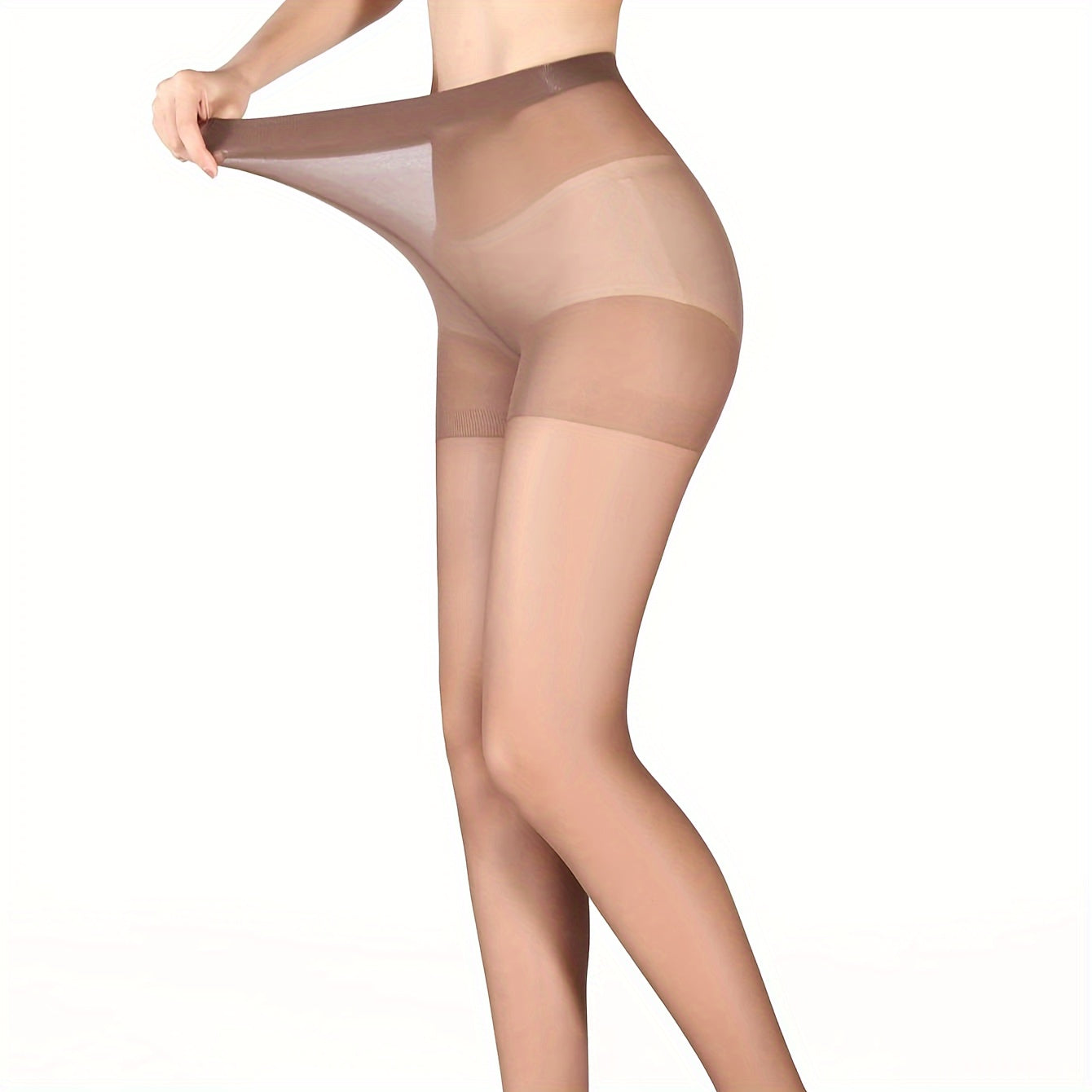 3 pairs of plus-size casual tights with control top and high waist