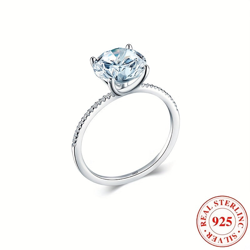 Choose your perfect match for daily outfits with this high-quality 925 Sterling Silver Solitaire Ring. Featuring inlaid shining zirconia in either a silvery or golden finish, this ring is a versatile and elegant gift for your family, best friend, or