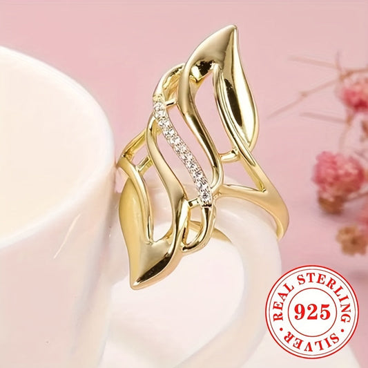 Women's Fashion Ring - 1pc of 3.4g S925 Pure Silvery Ring with Zirconium Wings. Perfect for daily casual fashion. A stylish accessory for women.