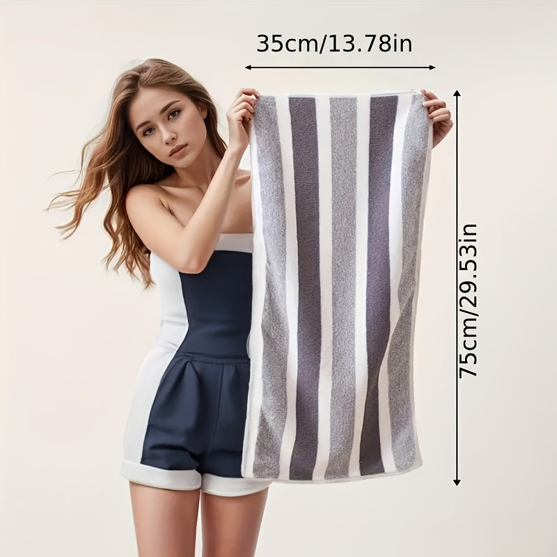 Soft coral fleece towel set includes 5 pieces, quick-dry and striped for various uses, made of premium polyester fabric weighing 280gsm.