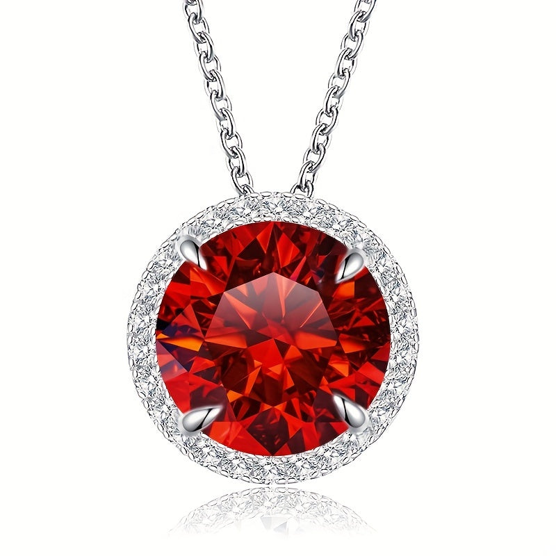 Luxurious pendant necklace made with 5ct red golden yellow Moissanite set in S925 Sterling Silver, suitable for both men and women. Perfect for engagement, marriage, or anniversary gift. Comes in a gift box, weighing 4g/0.14oz. Ideal for celebrating a