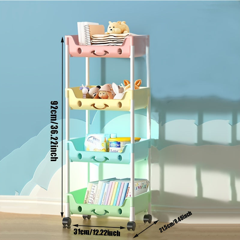 Plastic Rolling Cart Organizer with 3/4 Tiers for Kitchen, Bathroom, or Craft Storage - Lightweight and Stackable Storage Trolley