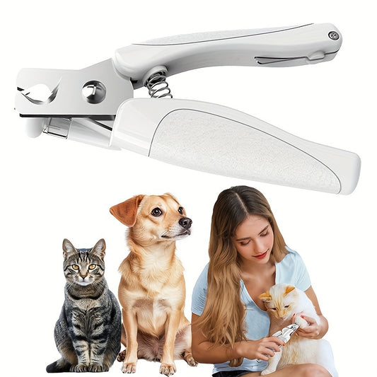 LED pet nail clippers with USB charging and file, anti-splash.