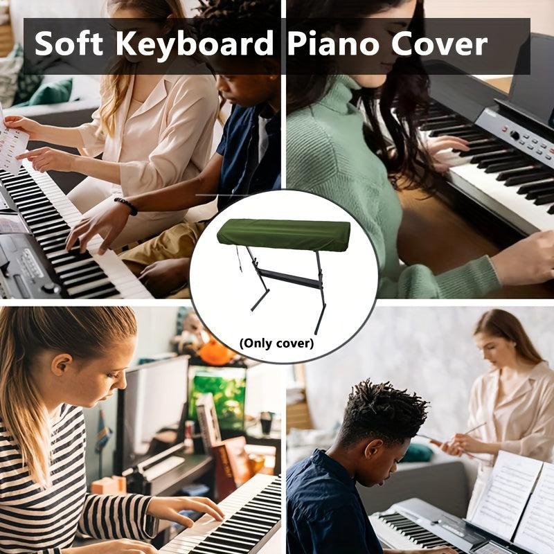 Black Stretchable Keyboard Dust Cover for Electric Pianos - Made of Polyester Fabric, Features Drawstring Closure, Compatible with 61/88 Key Digital Pianos, Not Waterproof