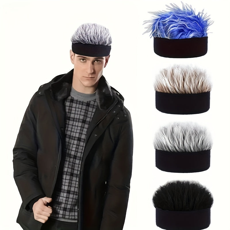 Choose from four stylish options with our trendy fine cool headband wig. This adjustable beanie wig hat offers a slicked back or fluffy style, perfect for men at casual parties, school events, or cosplay photo shoots.