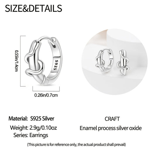 Elegant and simple 925 Sterling Silver snake earrings weighing 4g/0.14oz. Perfect accessory for parties, travel, birthdays, or as a fashion jewelry gift for ladies. Great for DIY projects.