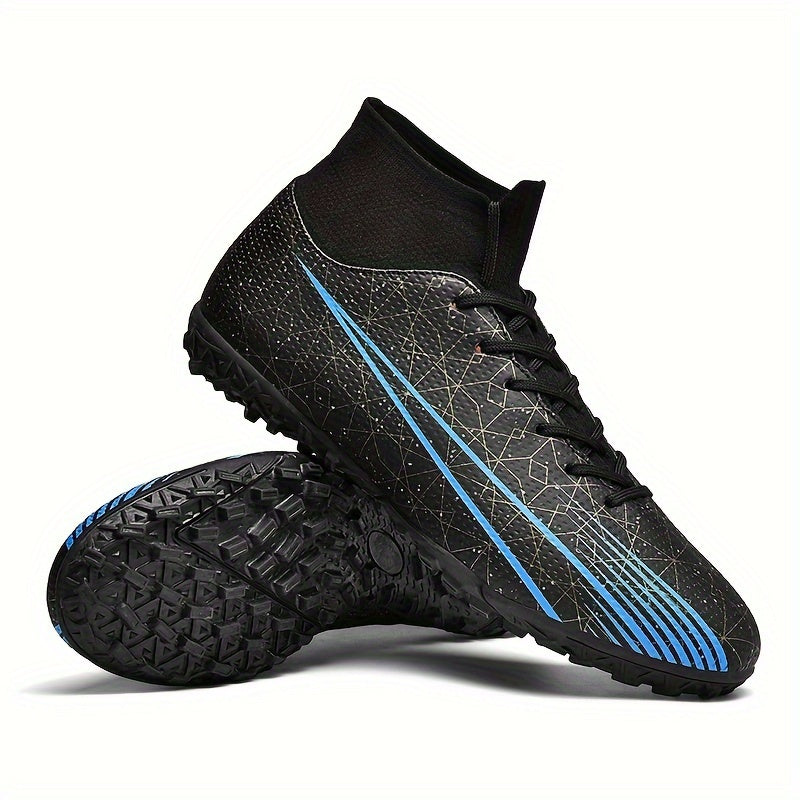 Professional men's turf football boots with anti-skid and breathable features, lace up design for outdoor use.