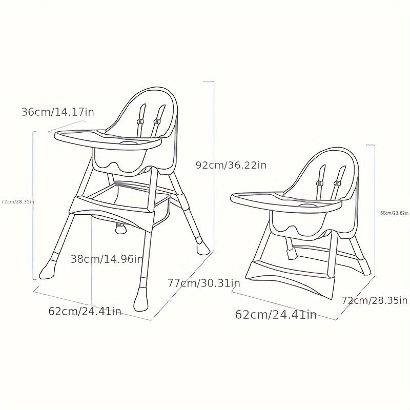 The Cochildor 3-in-1 Convertible High Chair is a versatile option for your baby, featuring a PU leather baby booster seat that can be adjusted to accommodate toddlers. This adjustable toddler dining chair comes with a tray, safety harness, and is