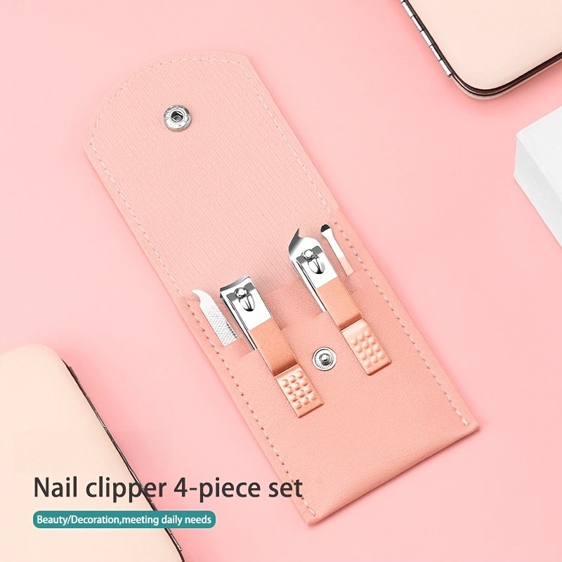 Pink nail tool set for girls, includes various tools for nail care and grooming.