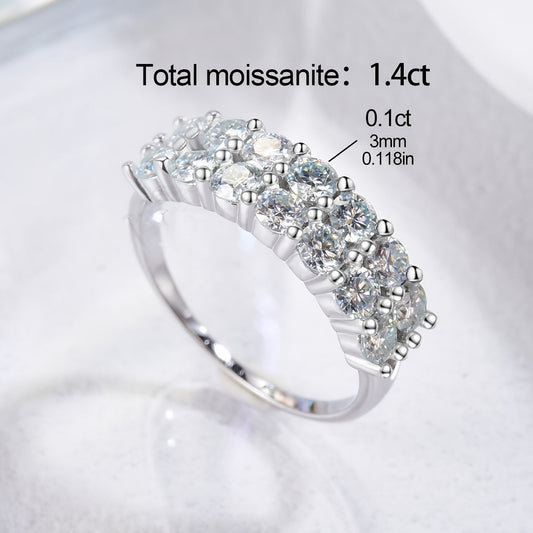 An exquisite Moissanite engagement ring with a dazzling 1.4 carat stone set in 925 sterling silver. This luxurious ring is the perfect gift for Valentine's Day or as a promise ring. Ideal for brides and beloved ones, this eternal ring features a total of