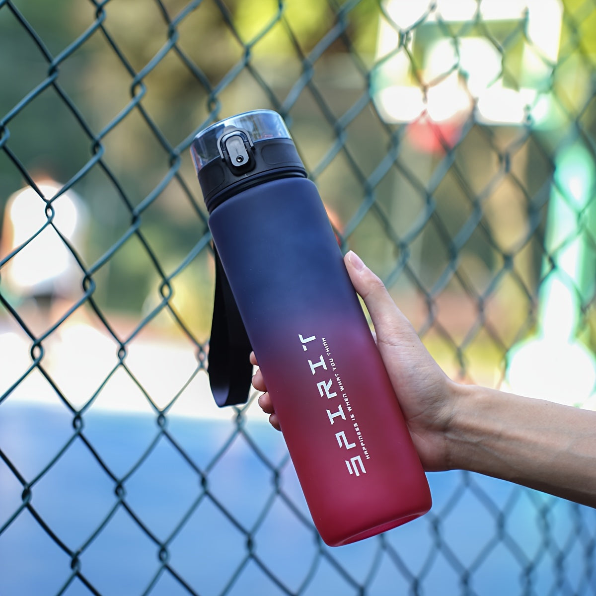 Portable Gradient Sports Water Bottle in 26oz or 10.5oz sizes, leakproof, dishwasher safe for outdoor use.