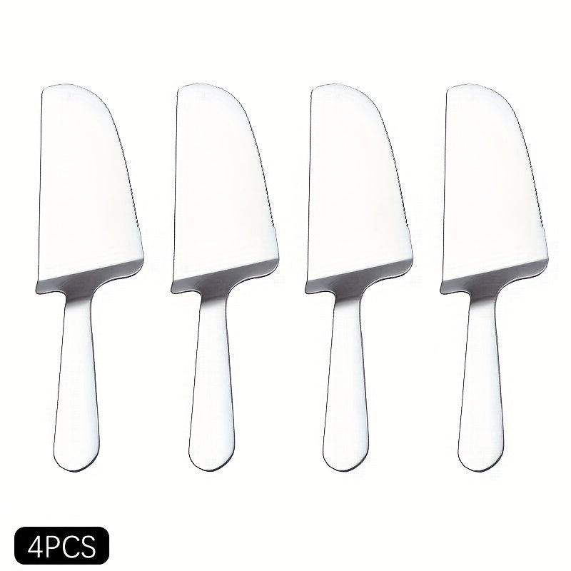 Stainless steel baking tool with multiple uses: cake shovel, triangle shovel, pizza shovel, cheese cutter, small shovel, frying shovel, and dessert shovel.