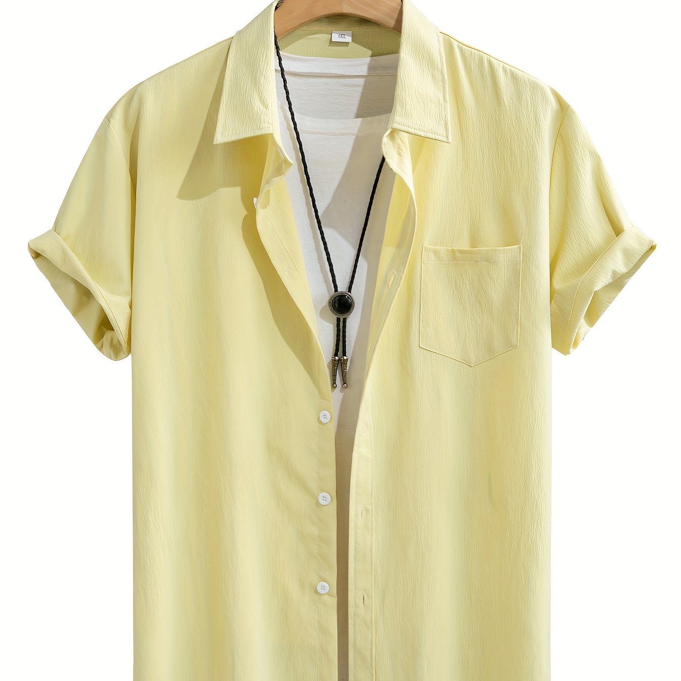 Men's plus size summer shirt, casual style with washed wrinkles effect.