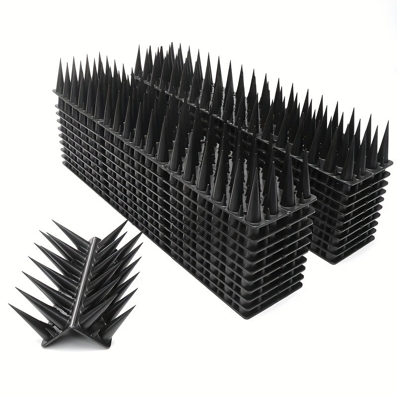 10 packs of 2023 new 298.7cm 4-row bird spikes for windowsills, balconies, flower pots, fences, and walls to deter birds, cats, doves, and thieves.