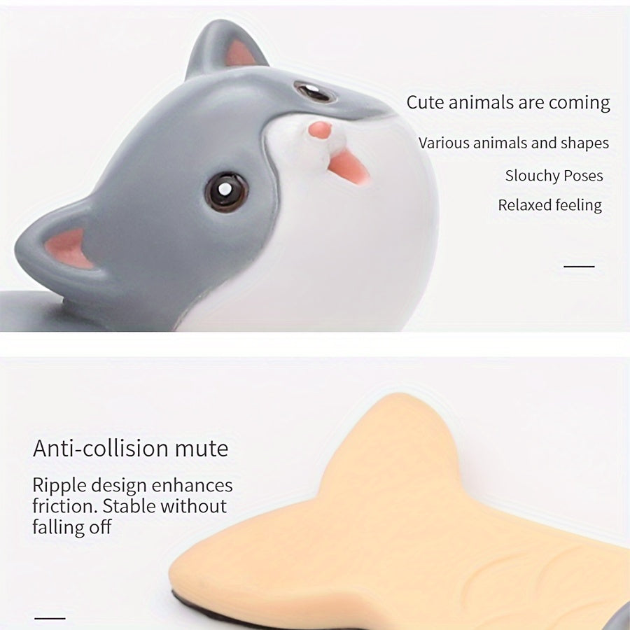 Cartoon Animal PVC Door Stopper Set - Lead-Free and Cute Design for Protection Against Collisions. Ideal for Home or Office Use. Comes in Assorted Characters (White Rabbit, Yellow Duck, Grey Cat, Dark Brown Bear). Suitable for Ages 14 and Up.