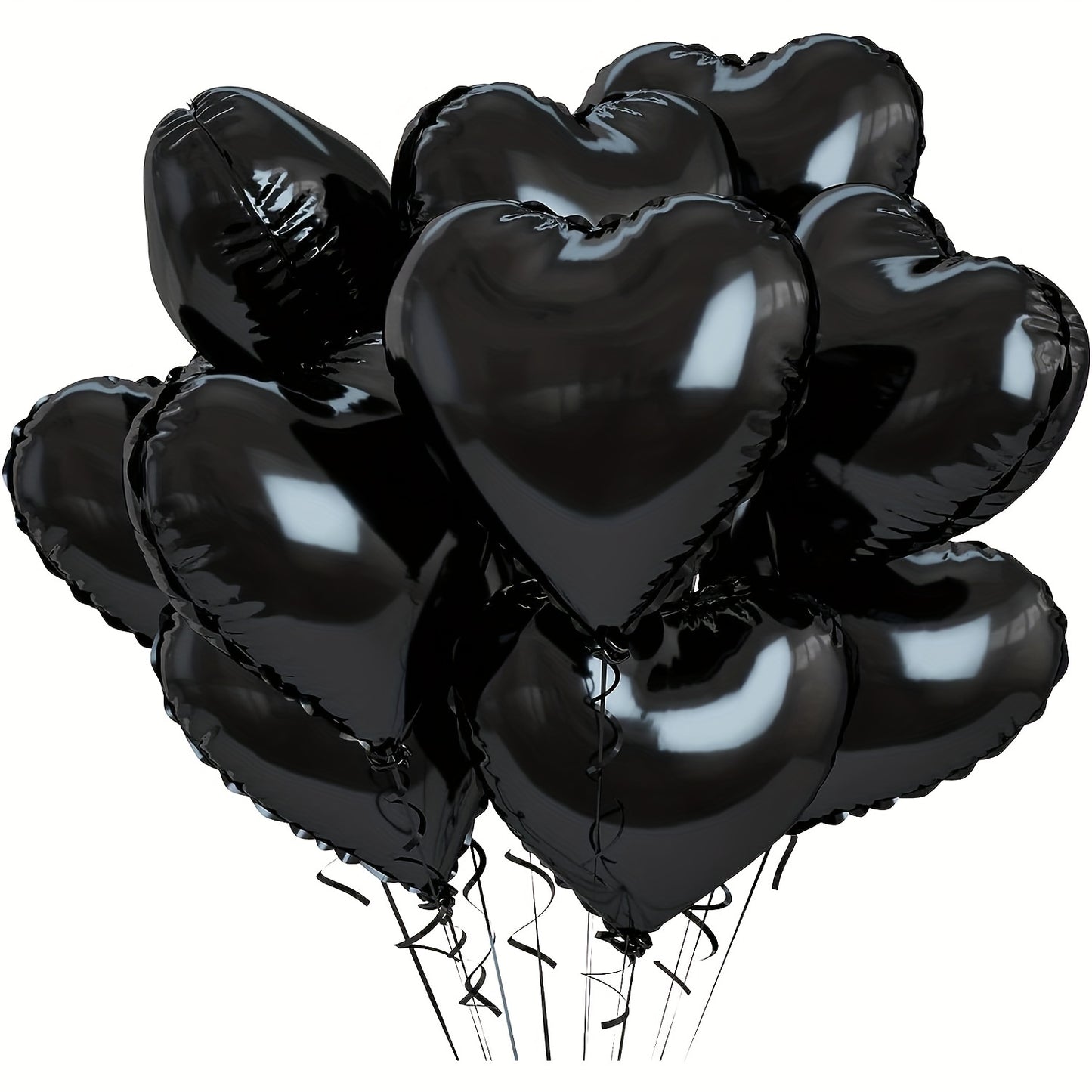 10-pack of heart-shaped aluminum foil balloons, perfect for Valentine's Day, birthdays, anniversaries, and holiday decorations.