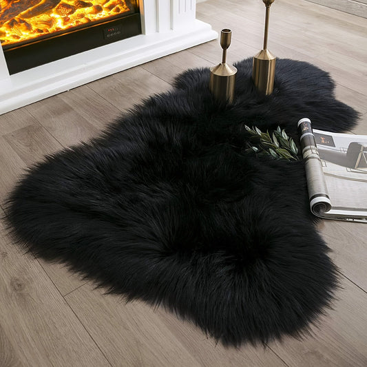 One-piece Solid Color Rug in Irregular Shape, Fluffy Shaggy and Lightweight Area Mat, Easy-to-Clean Machine Washable Carpet, Perfect for Living Room, Bedroom, Christmas Decor, and Home Decor