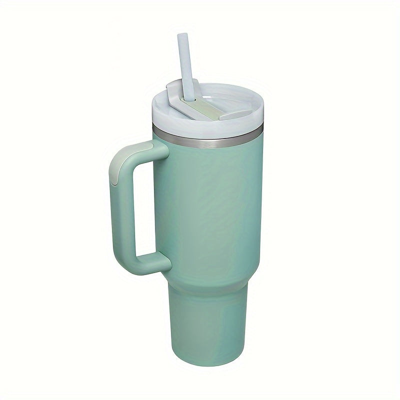 1 stainless steel 40oz tumbler with handle, lid, and straw for on-the-go hydration, perfect for summer drinks and travel, a versatile gift option.