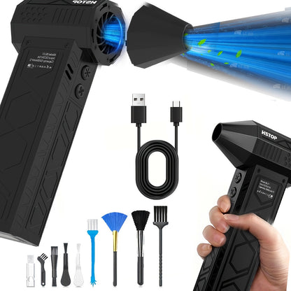 The Victor High-Speed Rechargeable Electric Air Duster with LED Light is a portable and powerful tool perfect for cleaning electronics, keyboards, camping gear, and more. Featuring a USB-powered turbo fan and a 10000mAh battery, this rechargeable fan