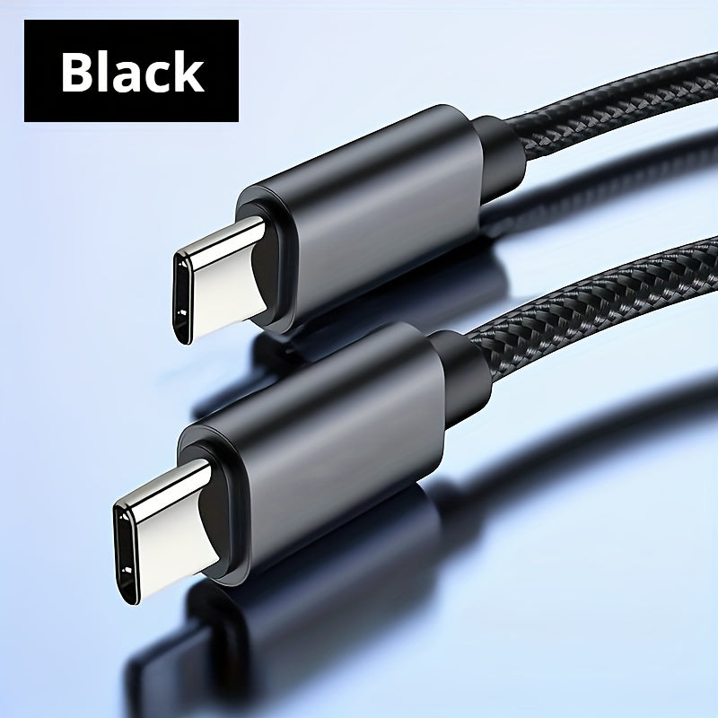 60W USB C to USB C Charging Cable for iPhone 15, Samsung, Xiaomi, Fast Charger, Male to Male Connector, Data Transmission, Nylon, Matte Finish, Round Shape, YHYXUIL Brand